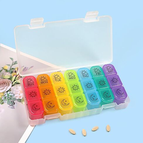 Generic 7-Day Pill Organizer, 3 Times a Day, Medicine Planner, Vitamin Organizer Box, Holds Vitamins, Cod Liver Oil, Supplements and Medication in Saudi Arabia
