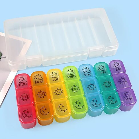 Generic 7-Day Pill Organizer, 3 Times a Day, Medicine Planner, Vitamin Organizer Box, Holds Vitamins, Cod Liver Oil, Supplements and Medication in Saudi Arabia