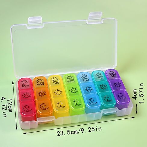 Generic 7-Day Pill Organizer, 3 Times a Day, Medicine Planner, Vitamin Organizer Box, Holds Vitamins, Cod Liver Oil, Supplements and Medication in Saudi Arabia