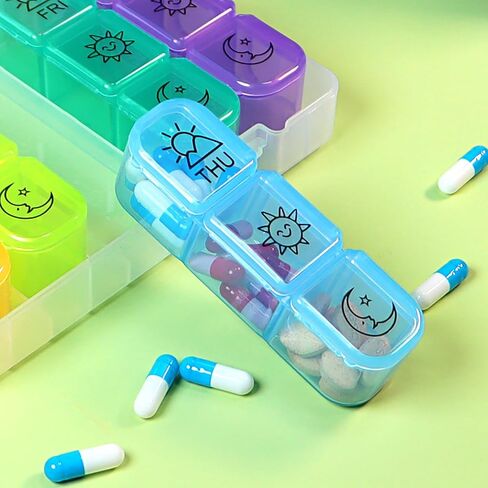 Generic 7-Day Pill Organizer, 3 Times a Day, Medicine Planner, Vitamin Organizer Box, Holds Vitamins, Cod Liver Oil, Supplements and Medication in Saudi Arabia