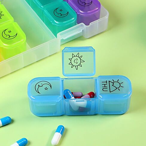 Generic 7-Day Pill Organizer, 3 Times a Day, Medicine Planner, Vitamin Organizer Box, Holds Vitamins, Cod Liver Oil, Supplements and Medication in Saudi Arabia
