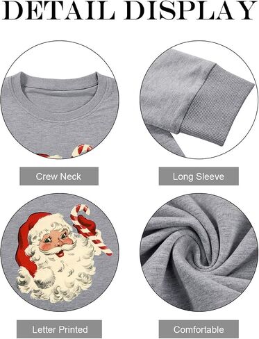 MYHALF Christmas Sweatshirt Womens Santa Shirts Christmas Trees Pullover Ugly Xmas Holiday Shirt Long Sleeve Tops Lightweight in Saudi Arabia