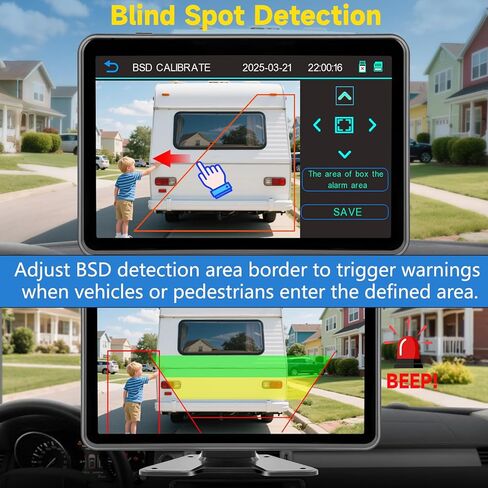 RV Backup Camera System Wired for Truck, 5 Channel 10-Inch Full Touch BSD IPS Monitor HD 1080P Waterproof DVR Recording IR Night Vision Rear View Camera for Truck, RV, Trailer, Tractor, Camper in Kuwait