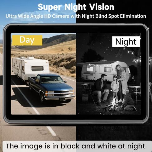 RV Backup Camera System Wired for Truck, 5 Channel 10-Inch Full Touch BSD IPS Monitor HD 1080P Waterproof DVR Recording IR Night Vision Rear View Camera for Truck, RV, Trailer, Tractor, Camper in Kuwait