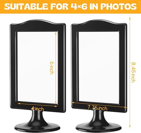 Amyhill 20 Pcs Double Sided Standing Picture Frames 4 x 6 Pedestal Photo Frame Plastic Each Holds 2 Pictures Tabletop Vertical Display for Wedding Table Bridal(Black) in Saudi Arabia