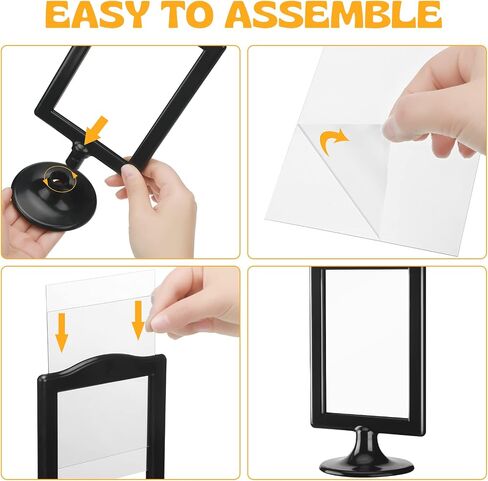 Amyhill 20 Pcs Double Sided Standing Picture Frames 4 x 6 Pedestal Photo Frame Plastic Each Holds 2 Pictures Tabletop Vertical Display for Wedding Table Bridal(Black) in Saudi Arabia