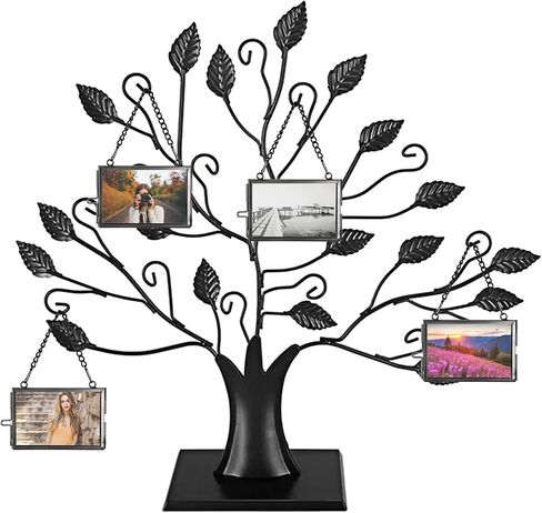 JUXYES Set of 4 Mini Brass Wall Hanging Photo Frame, Glass Hanging Picture Artwork Display Frame, Double Glass Floating Frame Style Gallery Wall Frame for Picture, Pressed Flower, etc (Gold,Vertical) in Saudi Arabia