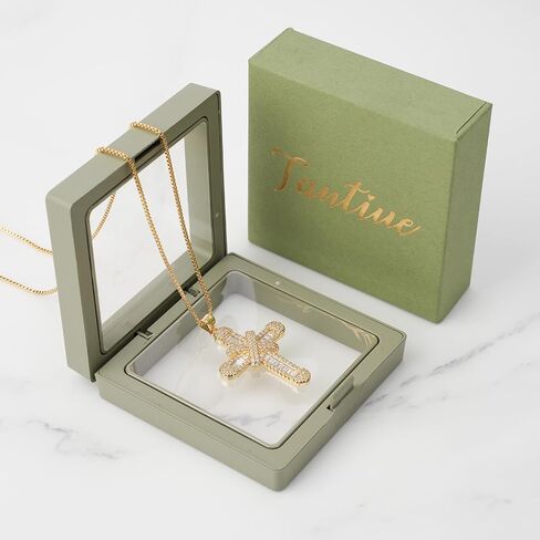 Cross Necklace for Women 14K Gold Plated Cubic Zirconia Cross Pendant Necklace Cross Faith Pendant Necklaces for Men Faith Pendant Crucifix Necklaces in Saudi Arabia