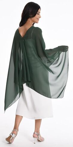 شالات وأغطية كابيليت شيفون للنساء من الشيفون لوصيفات العروس وحفلات الزفاف المسائية فساتين التستر in Kuwait