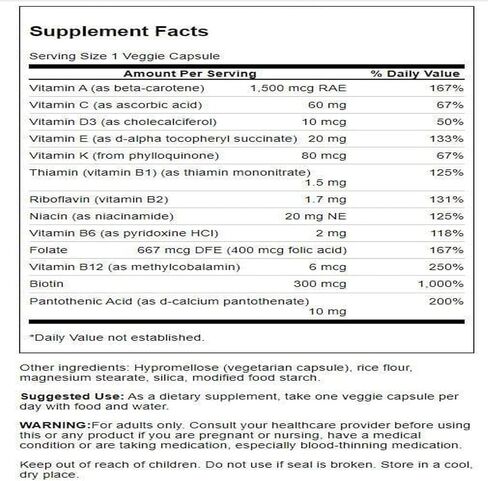 Swanson Daily Multivitamin Without Minerals 30 Veg Capsules in Saudi Arabia