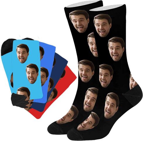 Custom Face Socks with Photo 5 Face Personalized Funy Dad Sock for Men on Christmas in Saudi Arabia