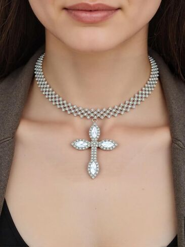 Cross Pendant Necklace, Zirconium Chain, Elegant Design,Exquisite Gifts for Her in Saudi Arabia