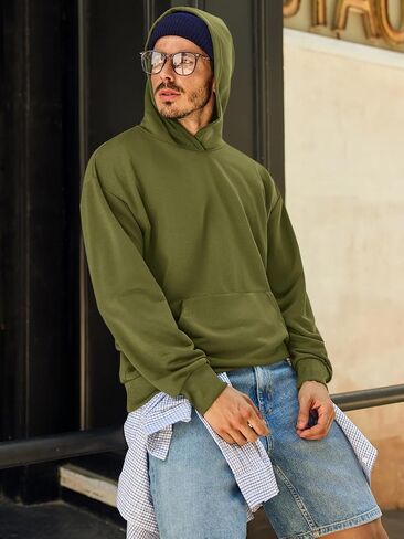Runcati Mens Pullover Hoodies Long Sleeve Casual Lightweight Fashion Hooded Sweatshirt with Kanga Pockets in Saudi Arabia