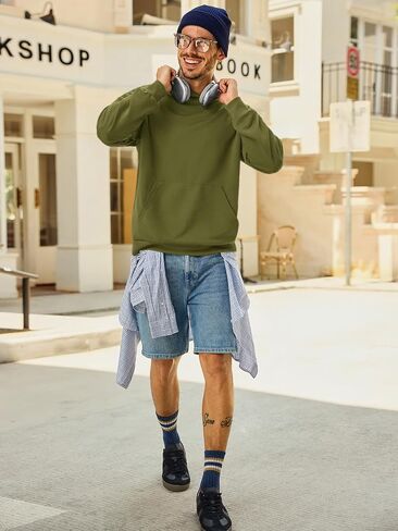Runcati Mens Pullover Hoodies Long Sleeve Casual Lightweight Fashion Hooded Sweatshirt with Kanga Pockets in Saudi Arabia