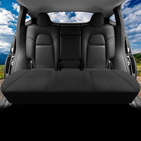 غطاء مقعد السيارة SanQing أغطية مقاعد جلدية فاخرة من جلد نابا لسيارة Tesla Model Y الأصلية أسفل مقعد السيارة الأبيض، واقي وسادة المقعد شديد التحمل بدون مسند الظهر (مقعد خلفي أبيض) in Kuwait