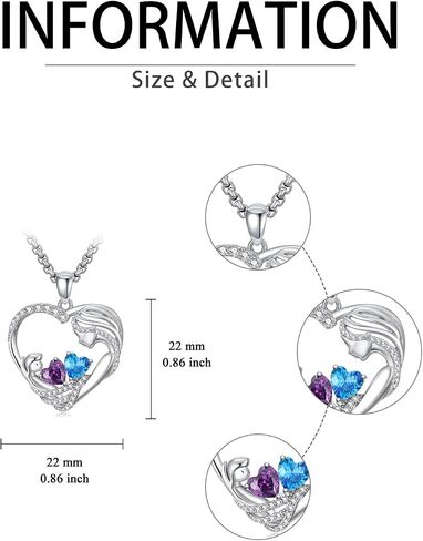 Christmas Gifts for Mom From Daughter Love Heart Mother and Daughter Birthstone Pendant Necklace Jewelry Valentine Mothers Day Gifts for Women Granda Mom From Son in Kuwait