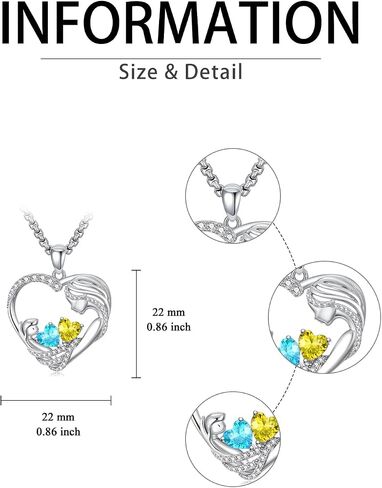 Christmas Gifts for Mom From Daughter Love Heart Mother and Daughter Birthstone Pendant Necklace Jewelry Valentine Mothers Day Gifts for Women Granda Mom From Son in Kuwait