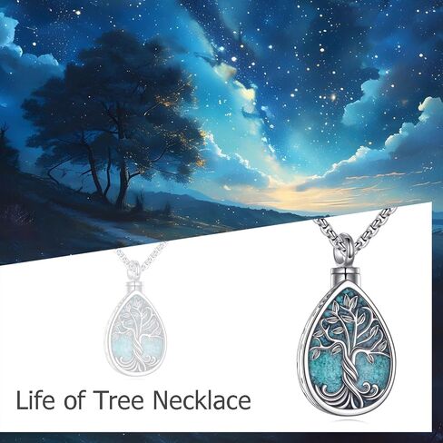 Urn Necklace for Ashes 925 Sterling Silver Tree of Life Urn Pendant Cremation Jewelry for Ashes Necklace Keepsake Memory Jewelry for Women Men in Saudi Arabia