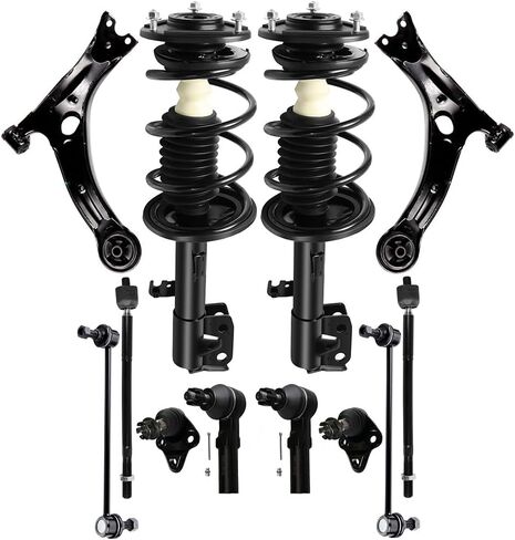 طقم تعليق دعامات cciyu لـ 2009-2013 لسيارة Toyota Corolla 2011-2013 لسيارة Toyota Matrix Front Complete Strut، وصلة كروية، ذراع التحكم، رابط شريط التثبيت، نهاية قضيب التعادل مع 472598 482598 472597 482597 in Saudi Arabia