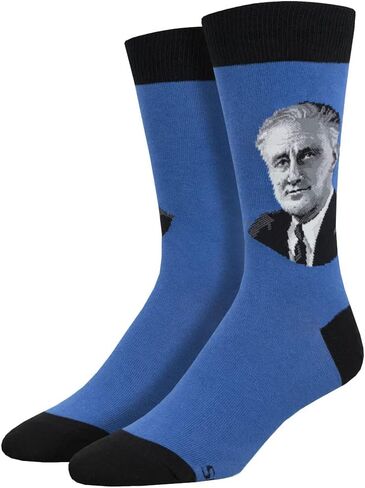 Socksmith Men's Crew Socks President FDR Franklin D. Roosevelt in Saudi Arabia