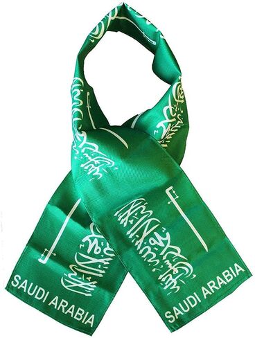 Trade Winds Saudi Arabia Country Lightweight Flag Printed Knitted Style Scarf 8x60, Red, White, Blue, One Size Fits All in Saudi Arabia