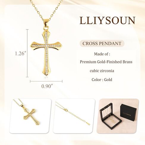Cross Necklace for Women Dainty Gold Cross Charm Pendant Necklace Women's Non Tarnish Diamond Trendy Thanksgiving Christian Religious Faith Jewelry Gifts in Saudi Arabia