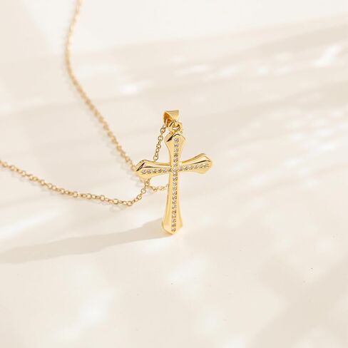 Cross Necklace for Women Dainty Gold Cross Charm Pendant Necklace Women's Non Tarnish Diamond Trendy Thanksgiving Christian Religious Faith Jewelry Gifts in Saudi Arabia