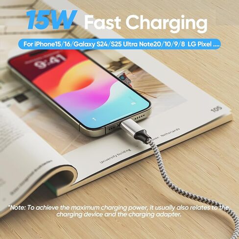 كابل USB A إلى USB C بطول 6 أقدام، 2 حزمة، شحن سريع 60 واط (3A 20 فولت) USBA إلى USBC، سلك CarPlay لمنفذ C لنقل البيانات بسرعة 480 ميجا بت في الثانية لهاتف iPhone 15/Pro/Max، وسلسلة Galaxy، وسلسلة Pixel، وiPad، والشاحن والمزيد in Kuwait