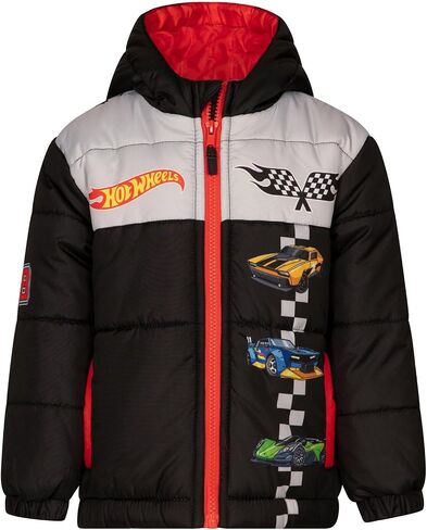 Hot Wheels Zip Up Puffer Jacket with Fleece Lining Toddler to Big Kid Sizes (3T - 10-12) in Saudi Arabia