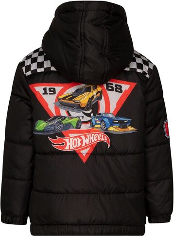 Hot Wheels Zip Up Puffer Jacket with Fleece Lining Toddler to Big Kid Sizes (3T - 10-12) in Saudi Arabia