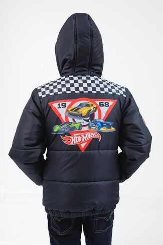 Hot Wheels Zip Up Puffer Jacket with Fleece Lining Toddler to Big Kid Sizes (3T - 10-12) in Saudi Arabia