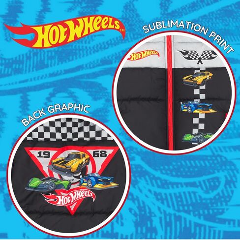 Hot Wheels Zip Up Puffer Jacket with Fleece Lining Toddler to Big Kid Sizes (3T - 10-12) in Saudi Arabia