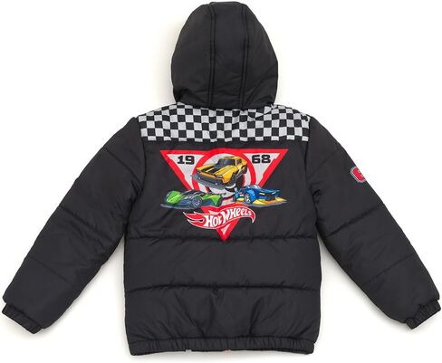 Hot Wheels Zip Up Puffer Jacket with Fleece Lining Toddler to Big Kid Sizes (3T - 10-12) in Saudi Arabia