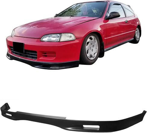 IKON MOTORSPORTS Front Bumper Lip, Compatible with 1992-1995 Honda Civic, Black PU Front Lip Finisher Under Chin Spoiler Add On Protector Splitter, 1993 1994 in Saudi Arabia