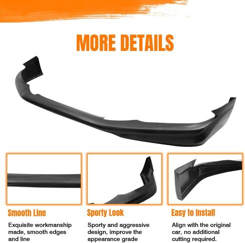 ممتص الصدمات الأمامي للشفاه، متوافق مع مصدات Honda Civic Coupe Usdm موديل 2012-2013 فقط، واقي الذقن الأمامي غير المصبوغ طراز MD من البولي يوريثان in Kuwait