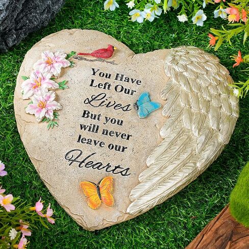 Memorial Garden Stones with Heartfelt Quote, Sympathy Gifts for Loss of Loved One, Bereavement Memorial Statue for Outdoor or Indoor Decor, Waterproof Stone for Grave Decoration(10 Inch) in Saudi Arabia