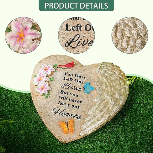 Memorial Garden Stones with Heartfelt Quote, Sympathy Gifts for Loss of Loved One, Bereavement Memorial Statue for Outdoor or Indoor Decor, Waterproof Stone for Grave Decoration(10 Inch) in Saudi Arabia
