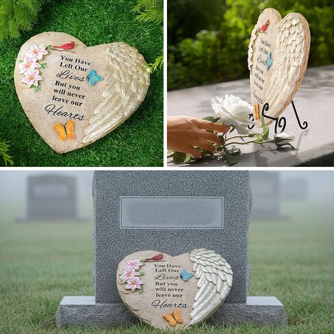 Memorial Garden Stones with Heartfelt Quote, Sympathy Gifts for Loss of Loved One, Bereavement Memorial Statue for Outdoor or Indoor Decor, Waterproof Stone for Grave Decoration(10 Inch) in Saudi Arabia