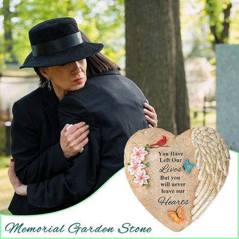 Memorial Garden Stones with Heartfelt Quote, Sympathy Gifts for Loss of Loved One, Bereavement Memorial Statue for Outdoor or Indoor Decor, Waterproof Stone for Grave Decoration(10 Inch) in Saudi Arabia