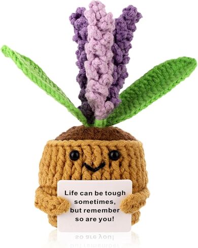 Positive Flower, Positive Support Crochet Flower Knitted Plant Positive Flower Pot Crochet Plant Wool Crochet Doll Knitted Wool Doll Cheer up Gifts for Party Decoration in Saudi Arabia