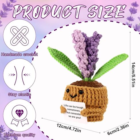 Positive Flower, Positive Support Crochet Flower Knitted Plant Positive Flower Pot Crochet Plant Wool Crochet Doll Knitted Wool Doll Cheer up Gifts for Party Decoration in Saudi Arabia