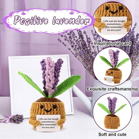 Positive Flower, Positive Support Crochet Flower Knitted Plant Positive Flower Pot Crochet Plant Wool Crochet Doll Knitted Wool Doll Cheer up Gifts for Party Decoration in Saudi Arabia