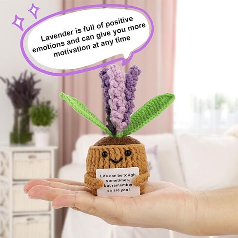 Positive Flower, Positive Support Crochet Flower Knitted Plant Positive Flower Pot Crochet Plant Wool Crochet Doll Knitted Wool Doll Cheer up Gifts for Party Decoration in Saudi Arabia