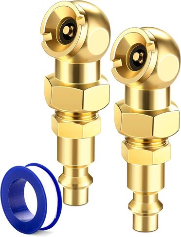 2-Pack Heavy Duty Air Chuck Set,Screw On Tire Inflator Nozzle & Closed Ball Tire Chuck with 1/4" NPT Standard Quick Plug, Tire Air Chuck w/Presta Valve & Air Pump Ball Needle Set in Kuwait