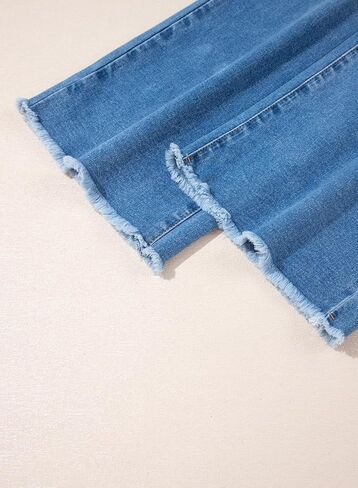 Sidefeel Women's Wide Leg Jeans High Waisted Stretchy Baggy Diagonal Waist Raw Hem Denim Pants in Saudi Arabia