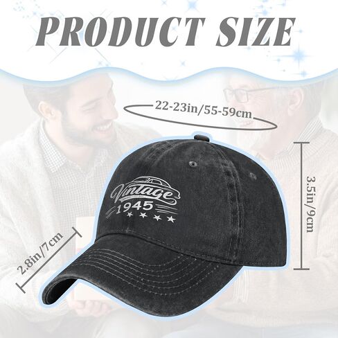 50th 60th 70th 80th Birthday Vintage Cotton Baseball Cap for Men Birthday Retired Gift Caps for Dad Grandpa Uncle Husband in Saudi Arabia