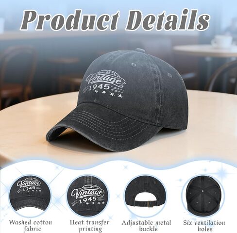 50th 60th 70th 80th Birthday Vintage Cotton Baseball Cap for Men Birthday Retired Gift Caps for Dad Grandpa Uncle Husband in Saudi Arabia