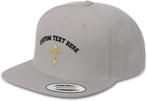 Snapback Hat for Men Flat Brim Hats Gold Outline Orthodox Cross Faith Jesus God Embroidered Flat Bill Hat in Saudi Arabia