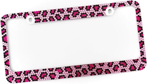Bling Pink Leopard 12 بوصة × 6 بوصة LP-116 حامل رقم تسجيل السيارة الفكاهة المضحكة إطار السيارة العالمي للديكور ملحقات السيارات القياسية للمركبات الأمريكية in Saudi Arabia