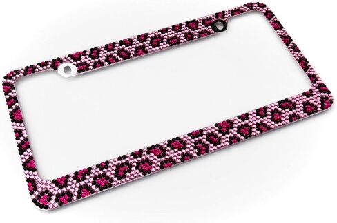 Bling Pink Leopard 12 بوصة × 6 بوصة LP-116 حامل رقم تسجيل السيارة الفكاهة المضحكة إطار السيارة العالمي للديكور ملحقات السيارات القياسية للمركبات الأمريكية in Saudi Arabia